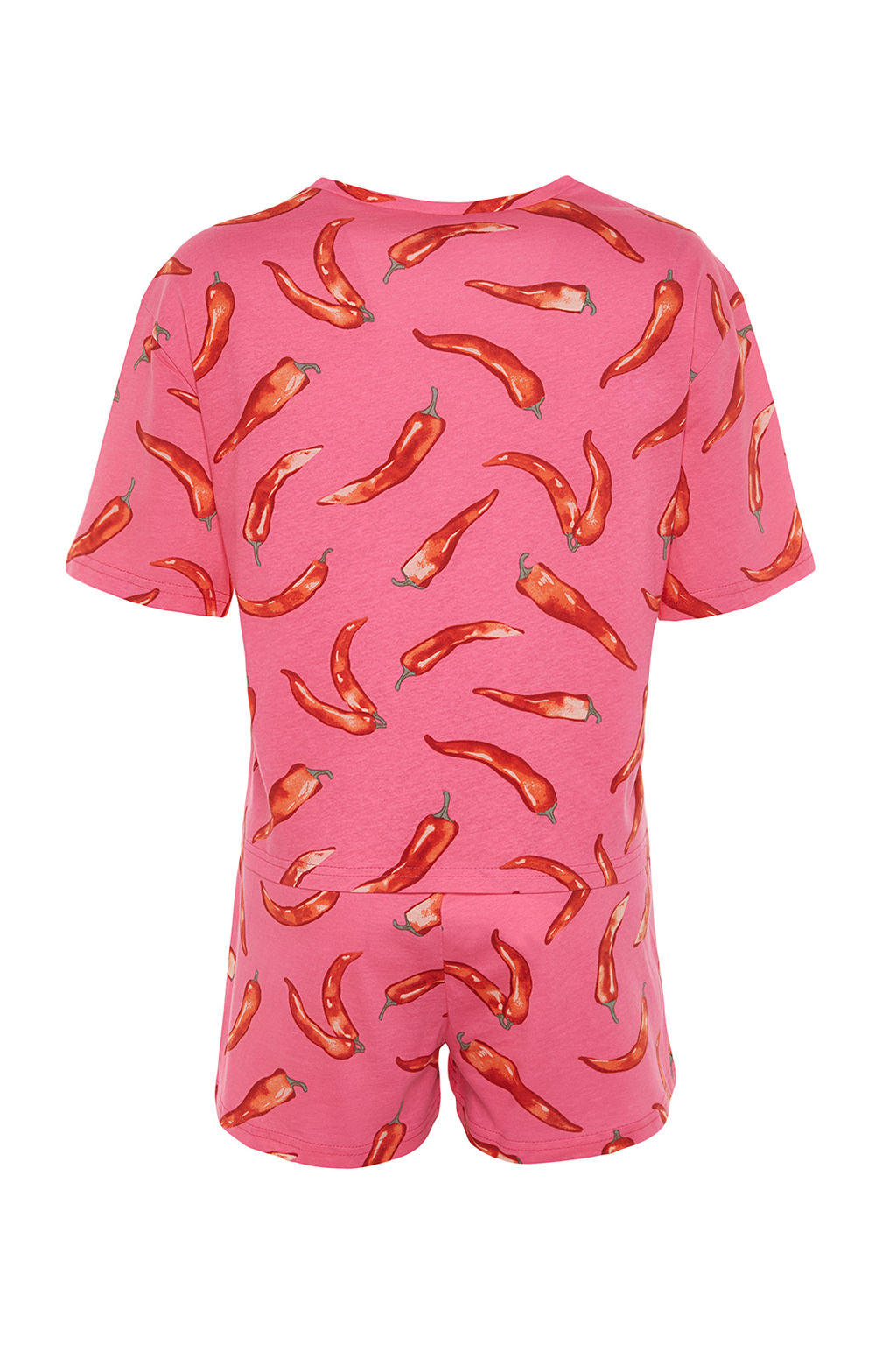 Pembe %100 Pamuklu Eglence Desenli Sortlu Orme Pijama Tak?m? THMSS24PT00002