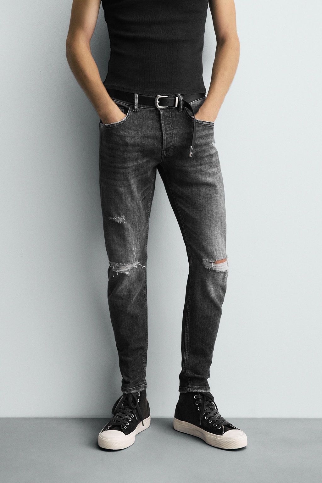 JEANS SKINNY FIT ROTOS / Gris - Zara фото 11