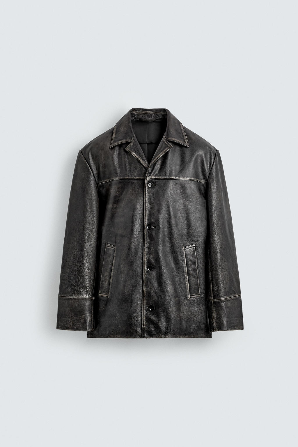 LIMITED EDITION VINTAGE EFFECT LEATHER JACKET - Zara фото 7