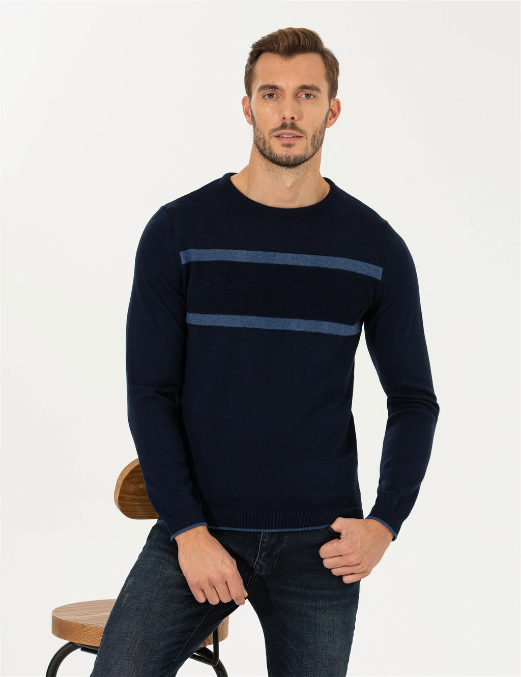 Lacivert Slim Fit Bisiklet Yaka Triko Kazak - Pierre cardin фото 3