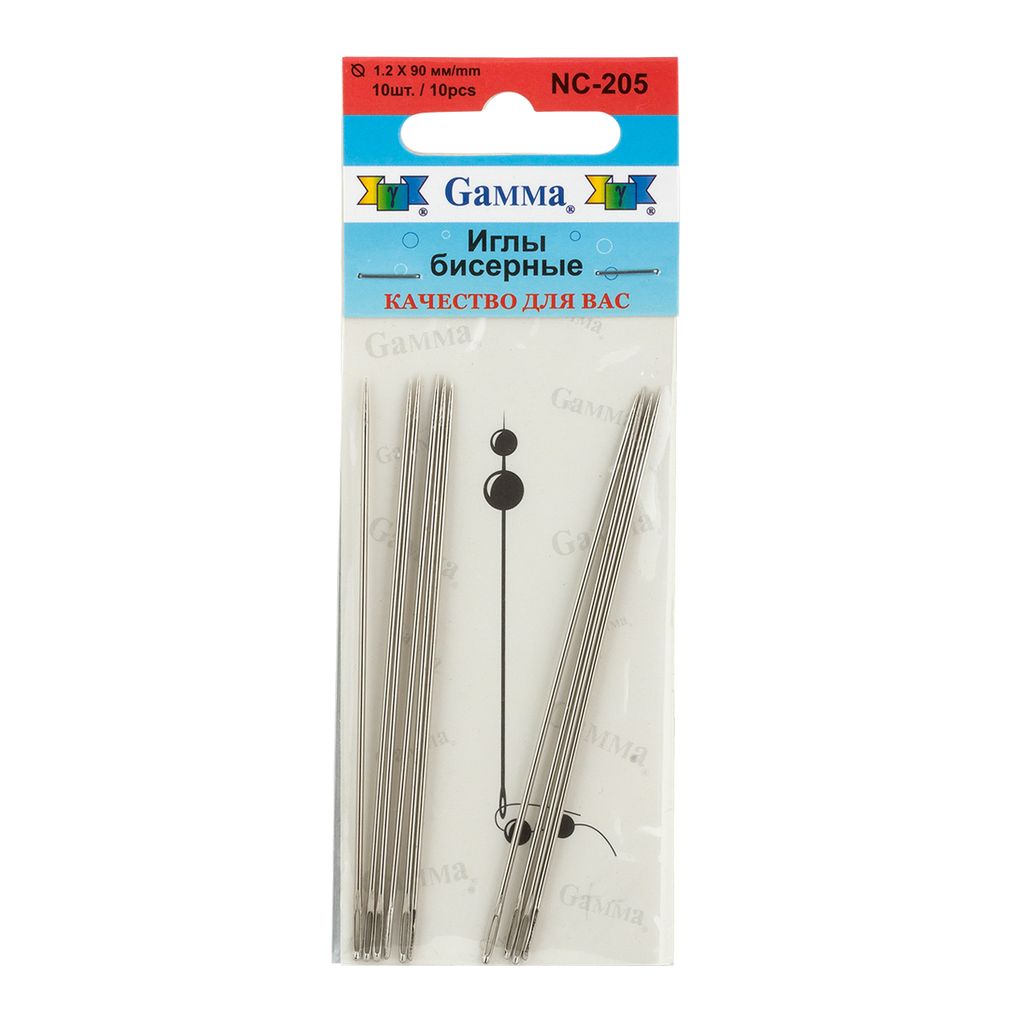 Gamma Иглы бисерные сталь NC-205 d 1.2 мм 10 шт