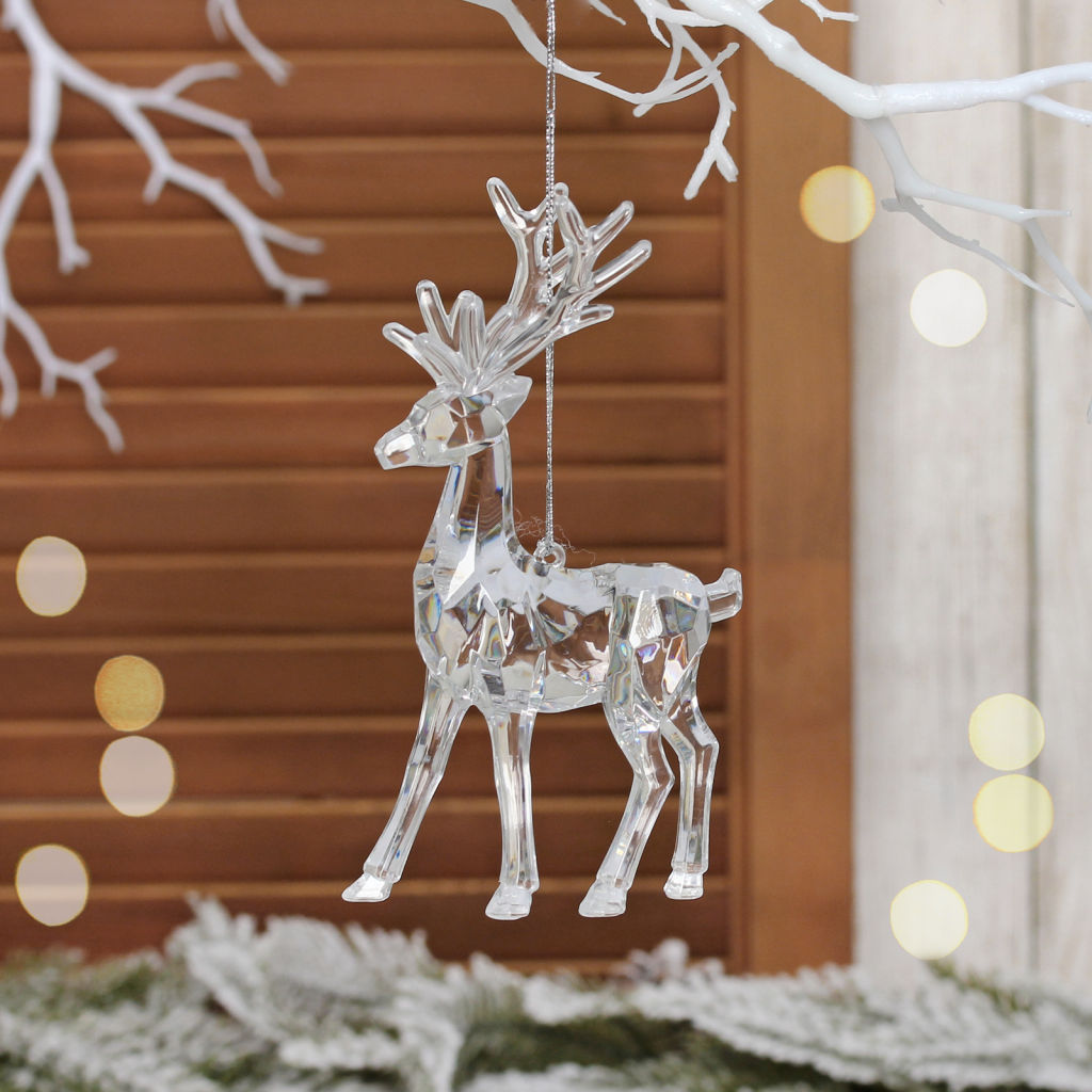 Цена за 2 шт. Подвеска "Хрустальный лось" 14,5 см, Прозрачный