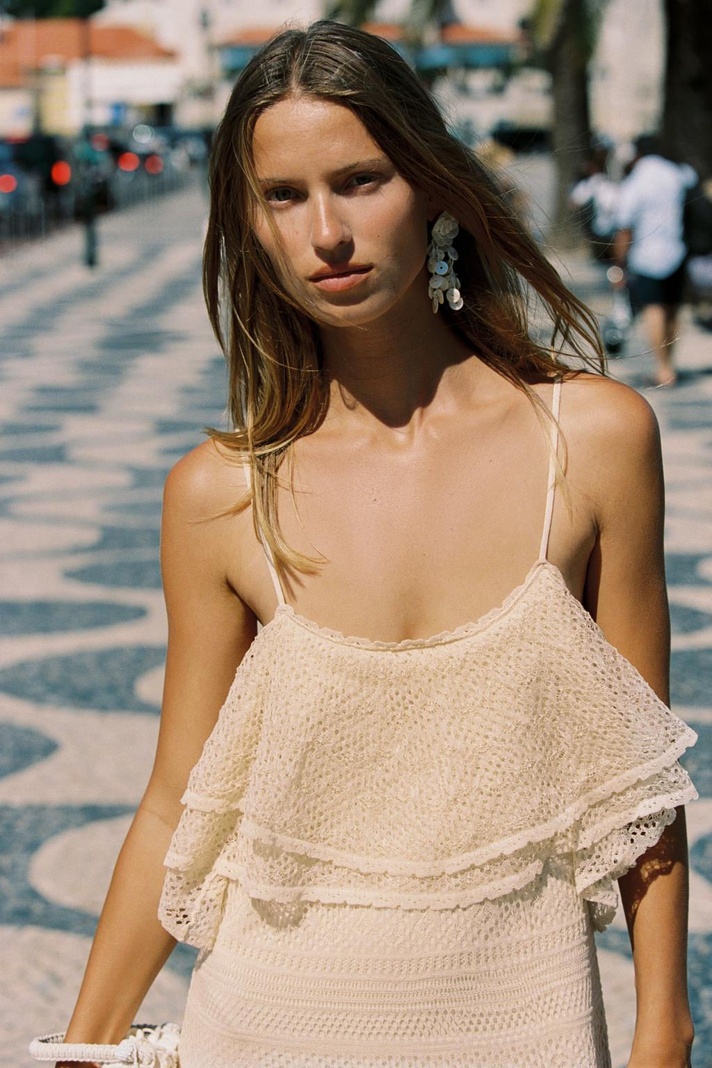 POINTELLE KNIT RUFFLED DRESS - Zara фото 15