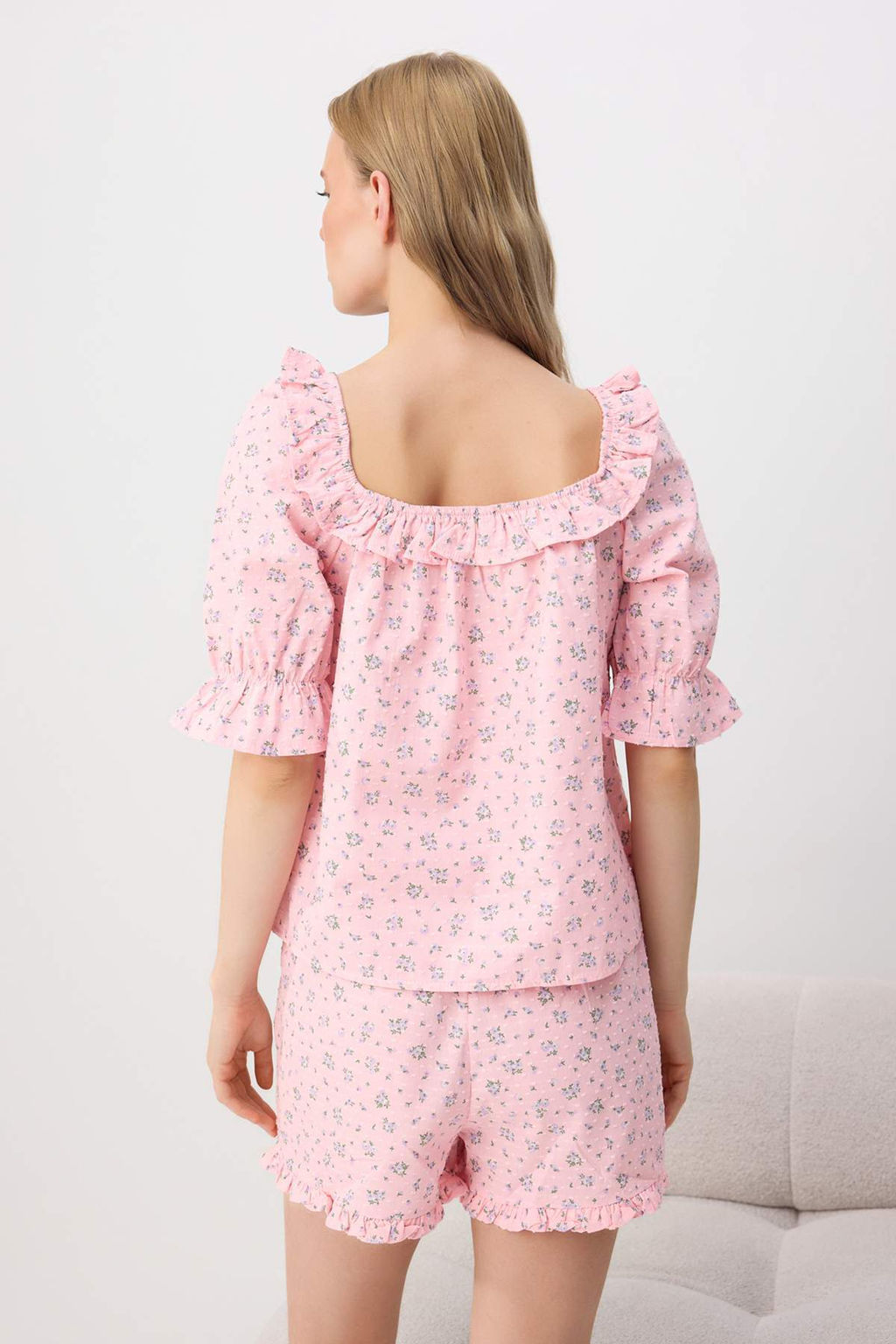 Pembe _i_ekli %100 Pamuklu Kesme Ponpon Dokuma Pijama Tak_m_ THMSS26PT00249 - Trendyolmilla фото 4