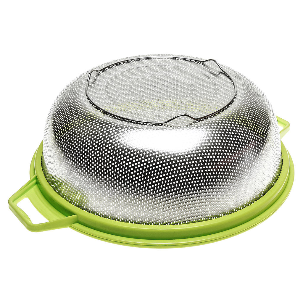 Дуршлаг из нержавеющей стали Гурман колор д26,5см h10,5см, 3,5л, s0,40мм, пластмассовый ободок с ручками - цвета микс, на ножках (Китай) - Домашняя Мода фото 4