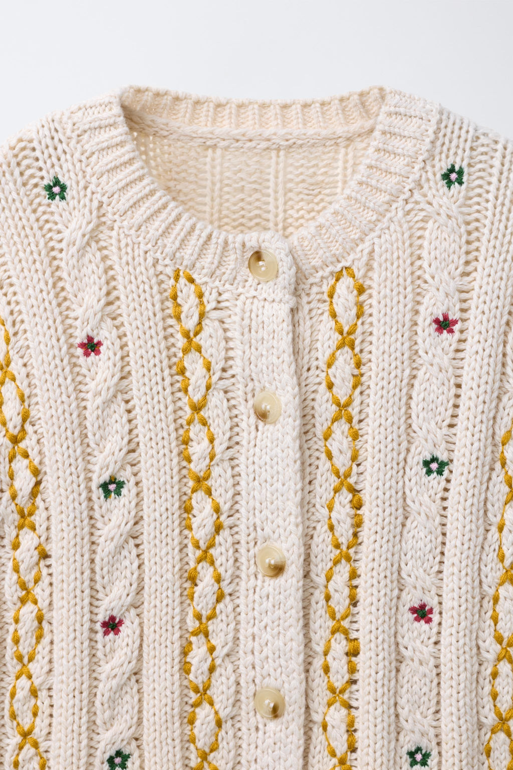 EMBROIDERED CABLE-KNIT CARDIGAN - Zara фото 3