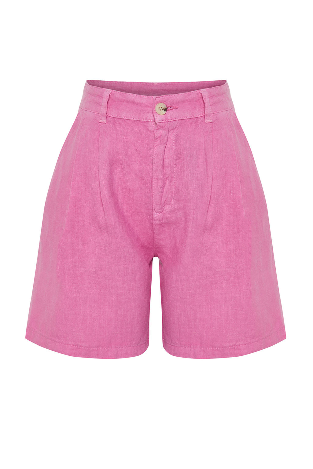 TRENDYOLMILLA Vizon %100 Keten Pileli Yuksek Bel Sort TWOSS24SR00093 фото 13