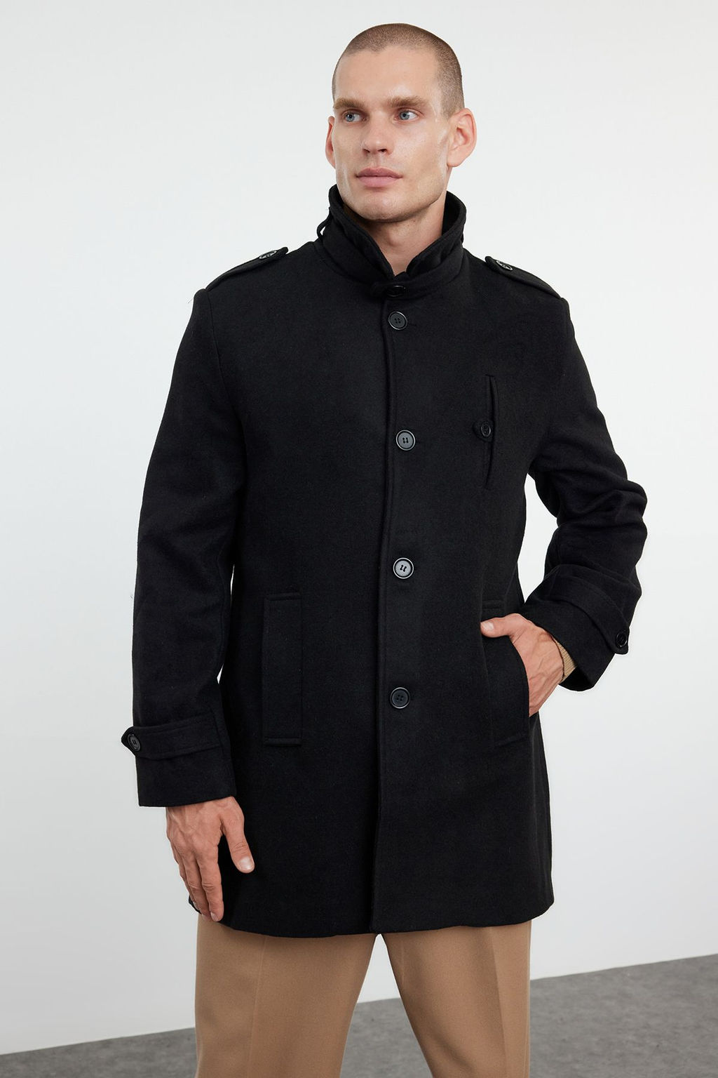 TRENDYOL MAN Siyah Erkek Regular Fit K?sl?k Yun Kar?s?ml? K?sl?k Kase Kaban TMNAW25KB00002 - Trendyolmilla фото 2