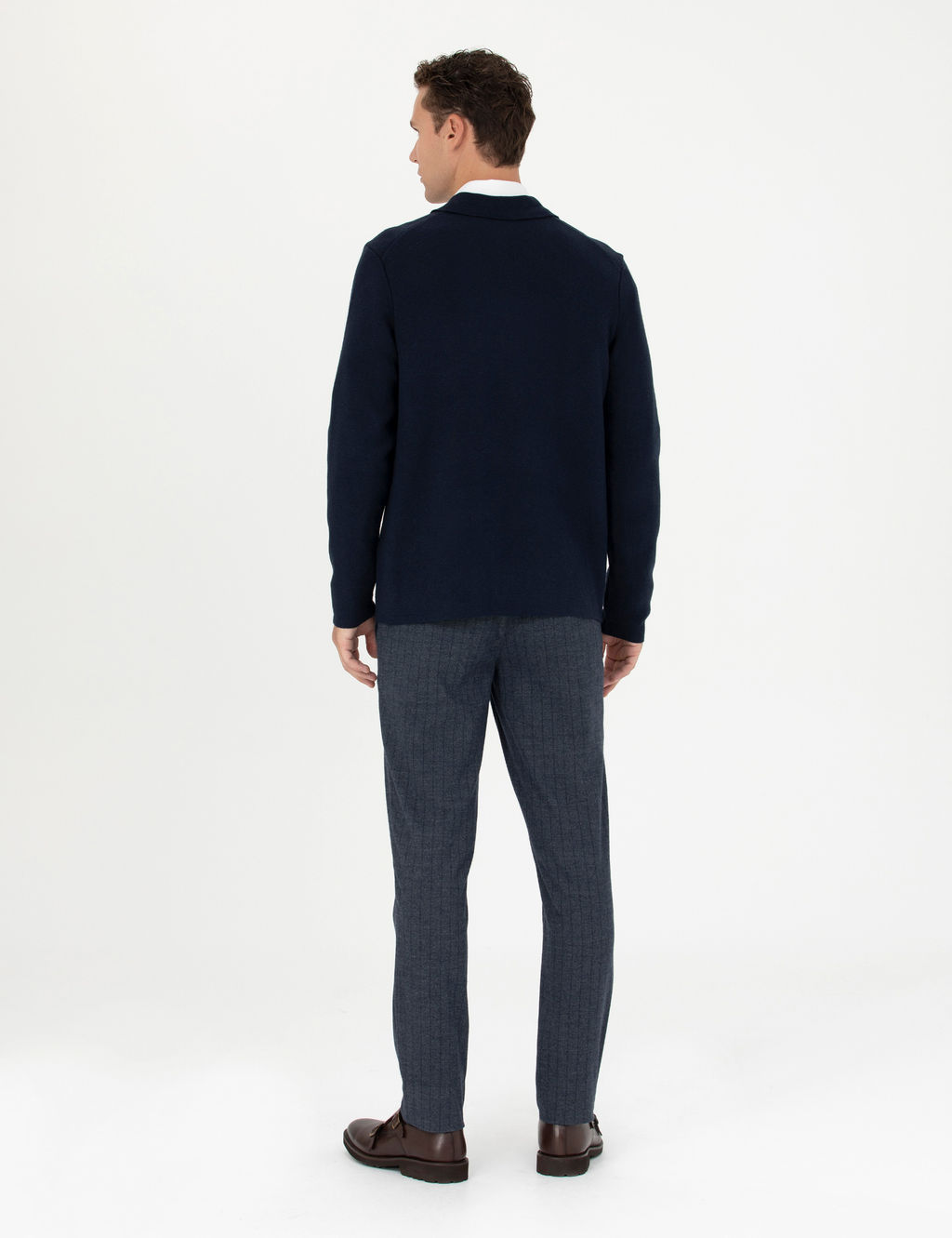 Lacivert Ekstra Slim Fit _izgili Kuma_ Pantolon
