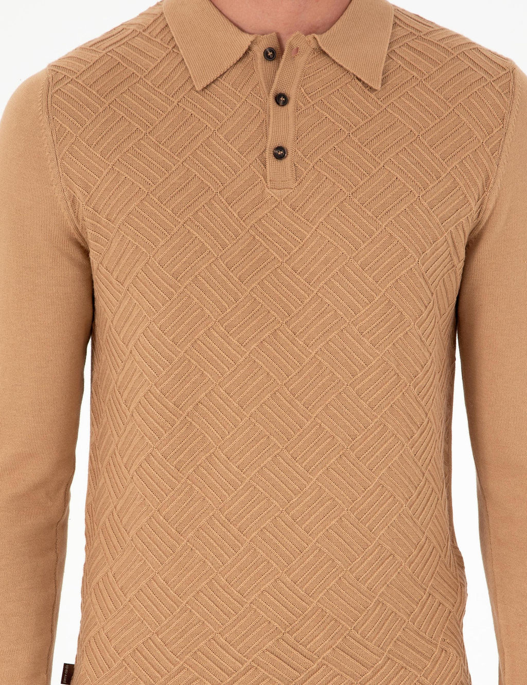 Koyu Camel Slim Fit D__meli Polo Yaka Triko Kazak - Pierre cardin фото 6