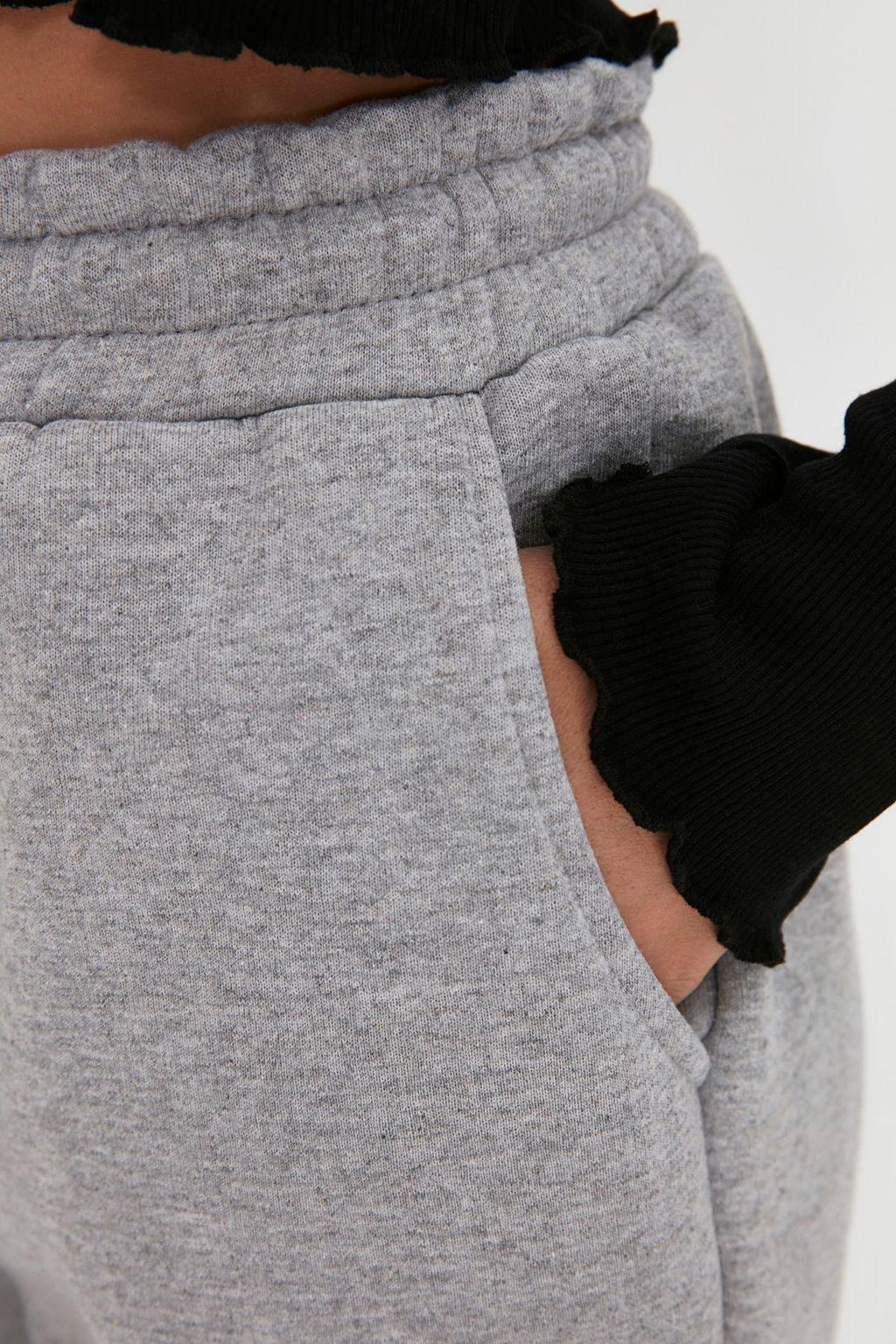 Gri Melanj Kal?n Ici Polarl? Basic Orme Esofman Alt? Pantolon TWOAW22EA0468
