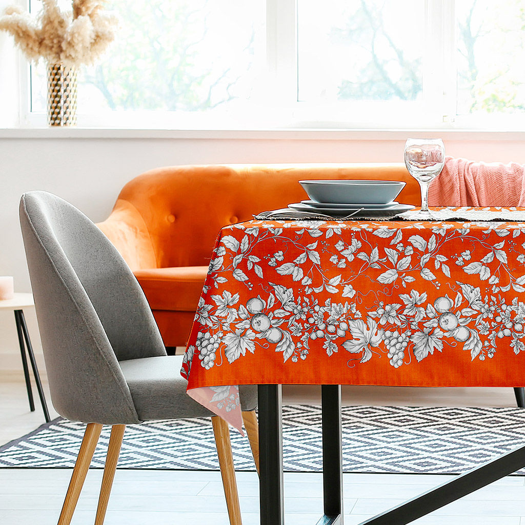 Скатерть 180х145см Фелиция, длина стола до 140см, на 6 персон, хлопок Комфорт 171г/м2, упаковка классическая, пакет ПВХ 28х41см, Домашняя мода (Россия)  фото 3