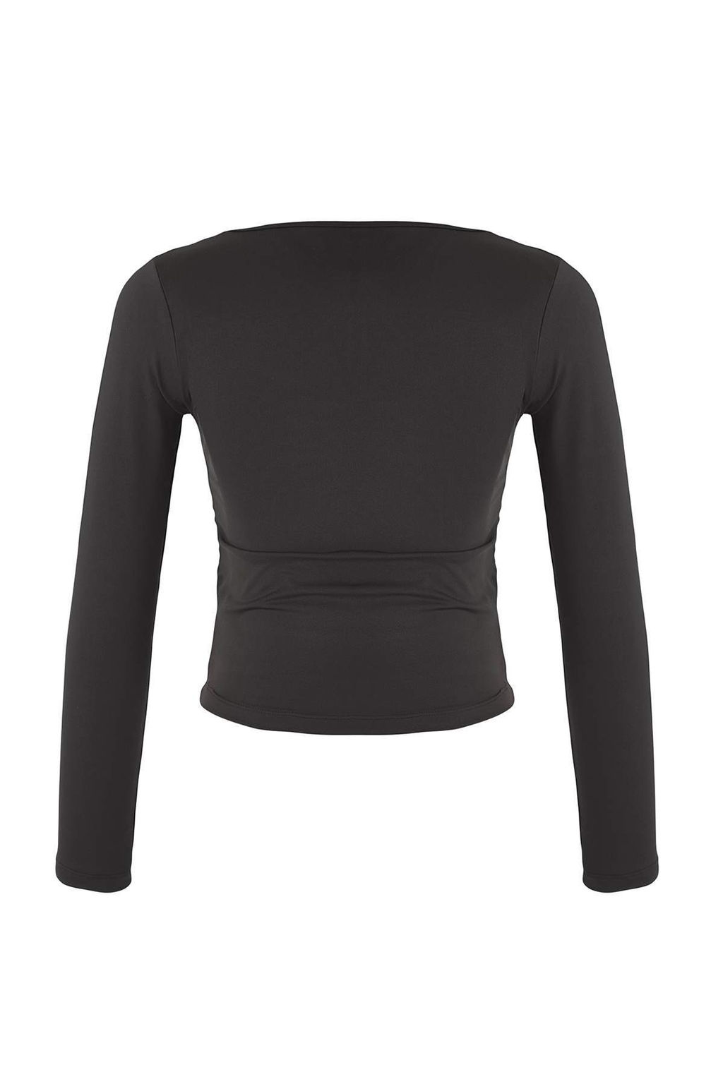 Teen Siyah Fitted/Vucuda Oturan V Yaka Orme Bluz TWOAW26BZ00175 - Trendyolmilla фото 6