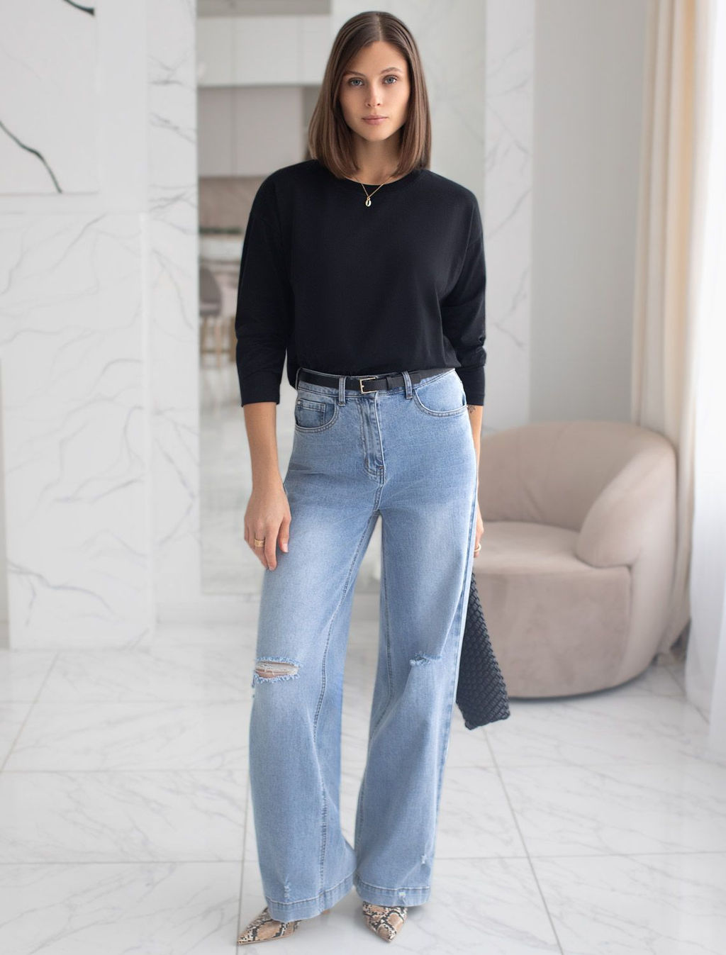 Базовый лонгслив из премиального хлопка с эластаном - Vilatte фото 4