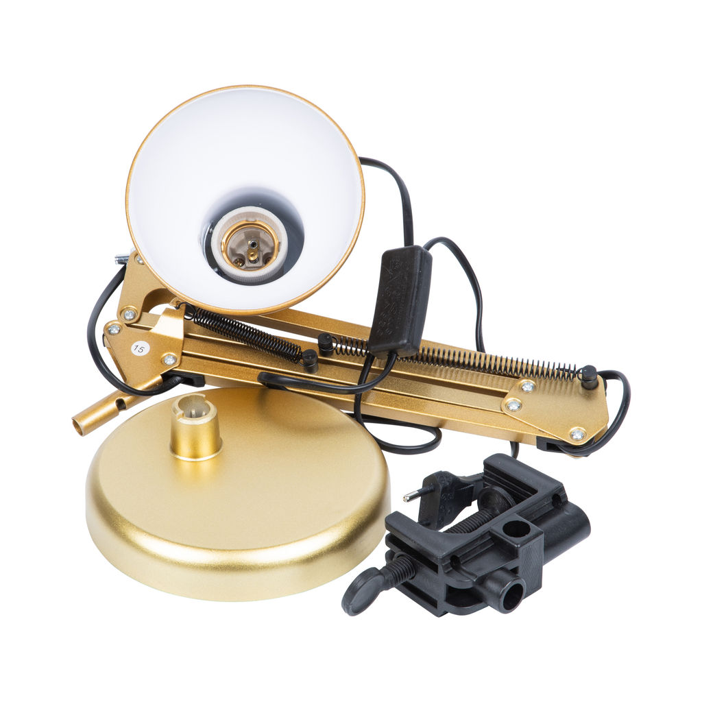 TLI-221 GOLD E27 Светильник настольный. Цоколь Е27. 60W. Механический выключатель. Золотой. ТМ Uniel