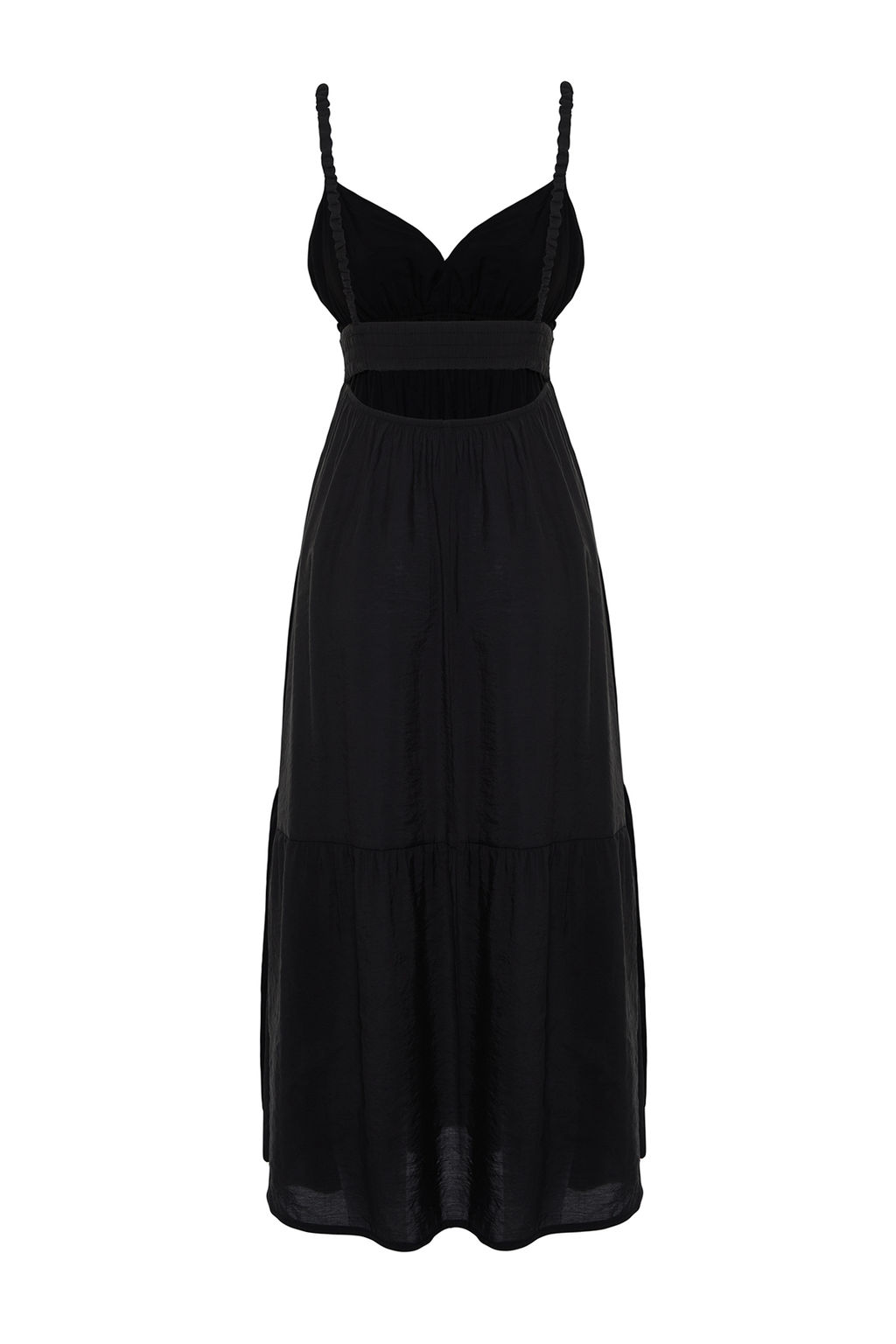 TRENDYOLMILLA Siyah Belden Ac?lan Ask?l? Midi Dokuma Elbise TWOSS24EL00340  фото 8