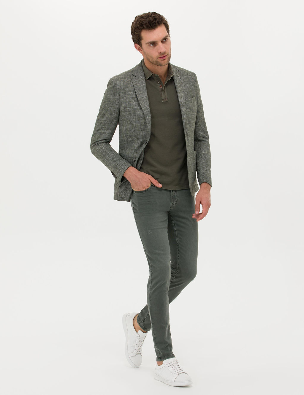 Зеленые джинсовые брюки узкого кроя - Cacharel фото 3