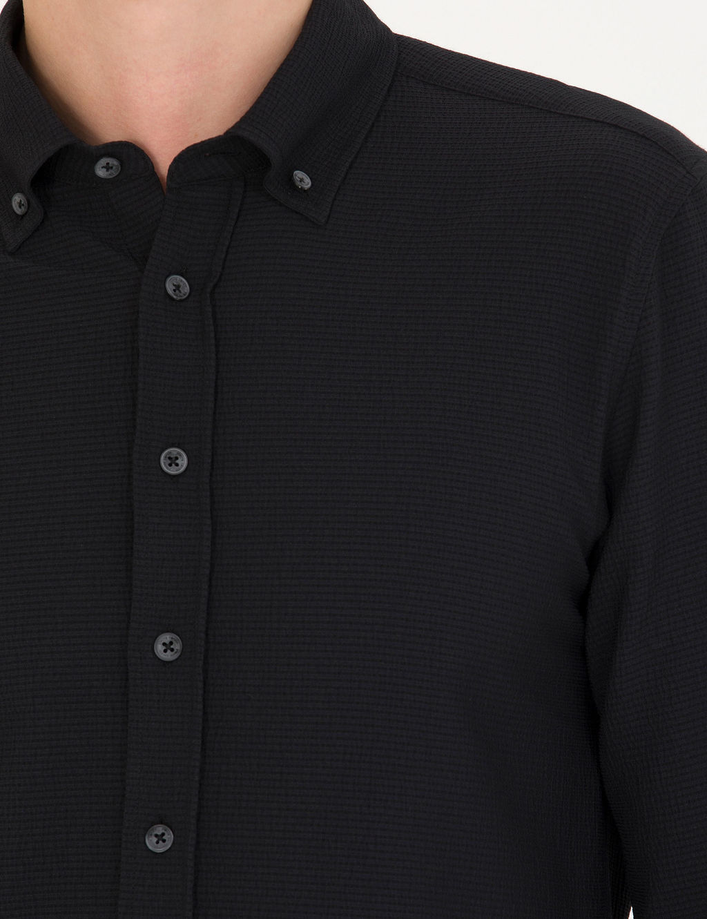 Рубашка Pierre Cardin Slim Fit черная с длинным рукавом