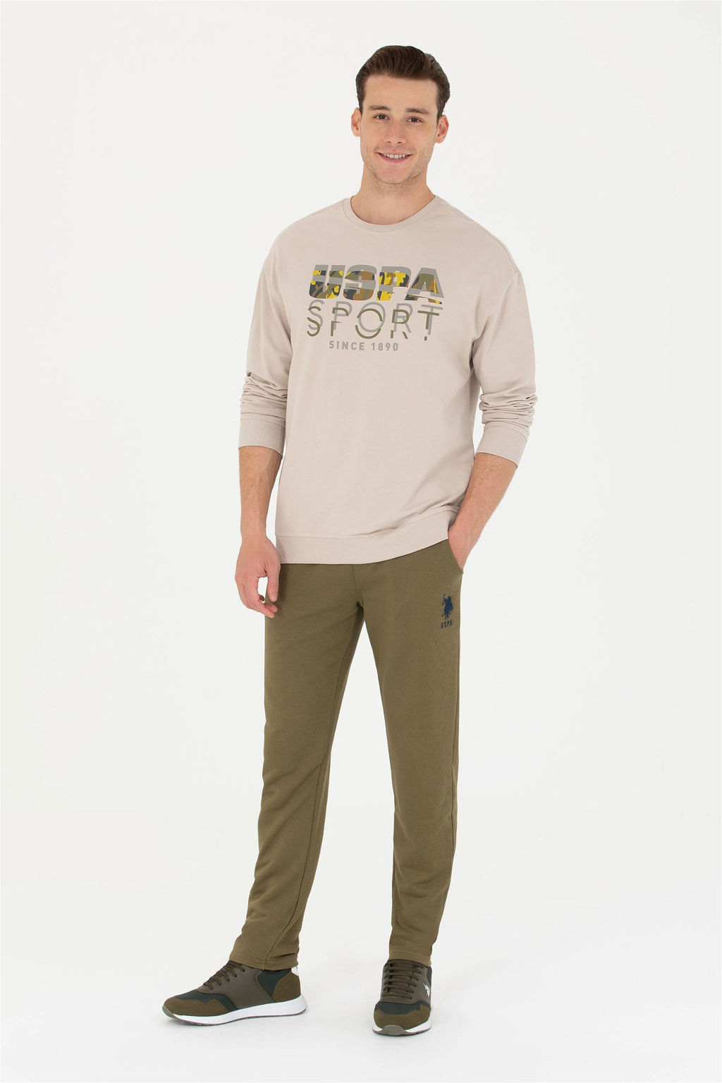 Свитшот мужской U. S. Polo Assn бежевый из хлопка - U.s. polo assn фото 12