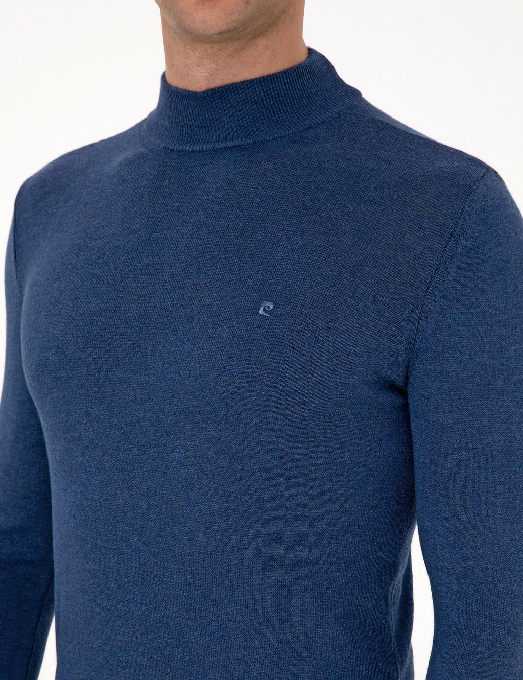 _ndigo Melanj Slim Fit Yar_m Bal_k__ Yaka Basic Triko Kazak