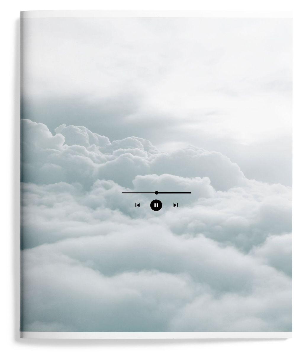 Тетрадь 48 л. А5 клетка, на скрепке, офсет LOREX SOUND IN CLOUDS мелованный картон, двойная обложка, запечатка форзаца, soft touch - Buro фото 4