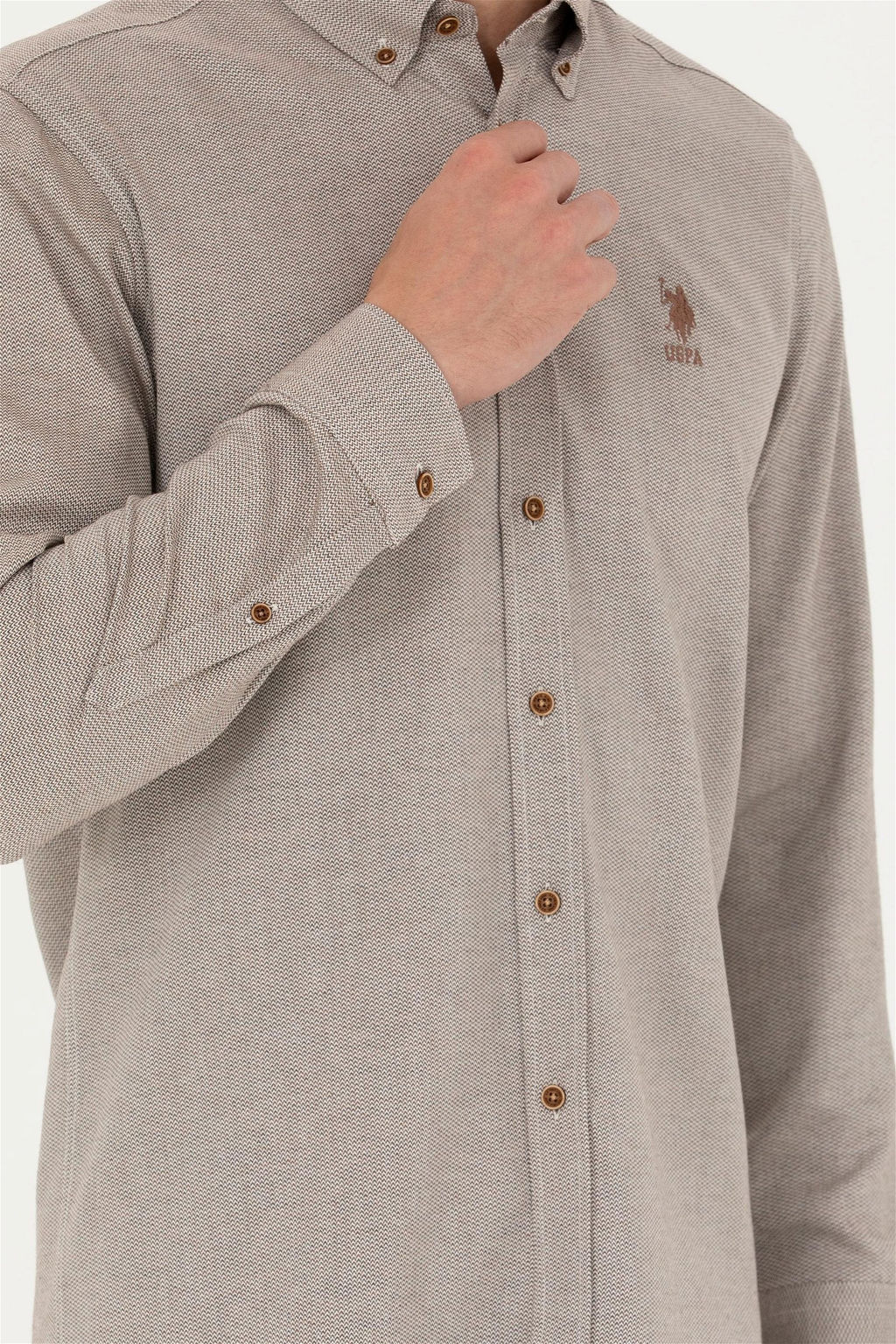 U. S. Polo Assn / Мужская рубашка с длинным рукавом кокосового цвета - U.s. polo assn фото 13