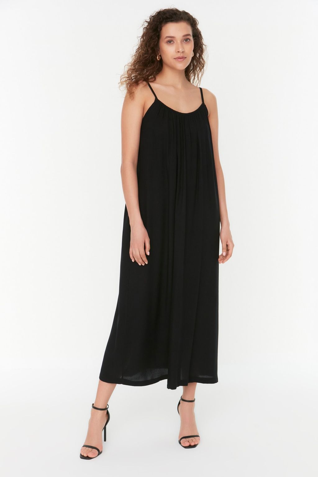 TRENDYOLMILLA Siyah Shift/Duz Kesim Viskon Ask?l? Maxi Dokuma Elbise TWOSS22EL00068  фото 2