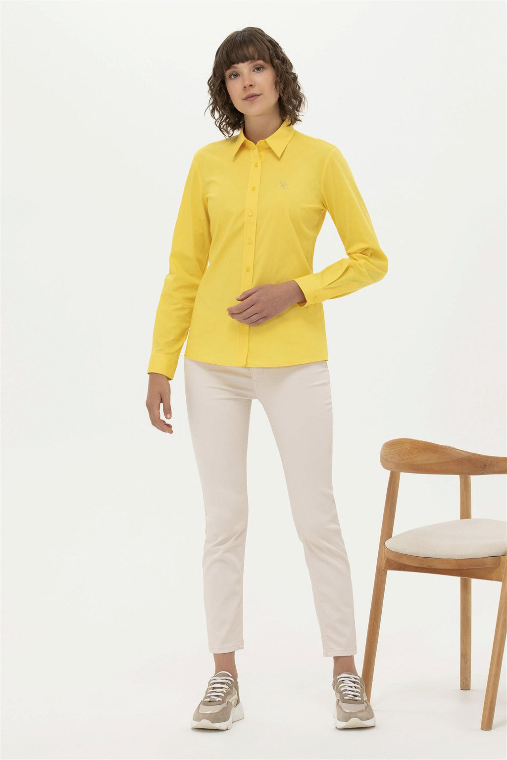 U. S. Polo Assn Женская желтая базовая рубашка с длинным рукавом - U.s. polo assn фото 9