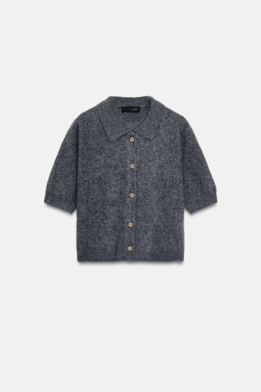 100% WOOL SHORT SLEEVE POLO CARDIGAN - Zara фото 5