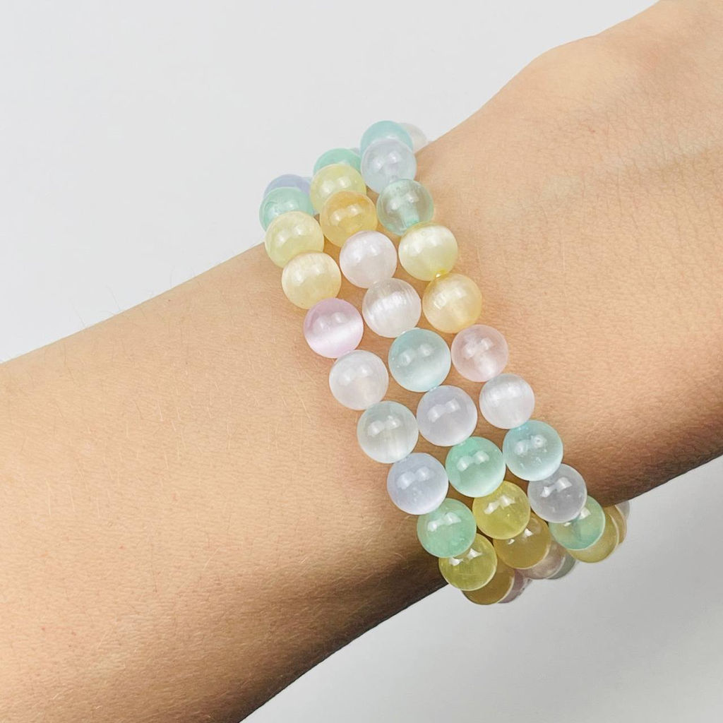 Бусины для украшений из Селенита тон. (60 бусин) - Радуга самоцветов фото 2