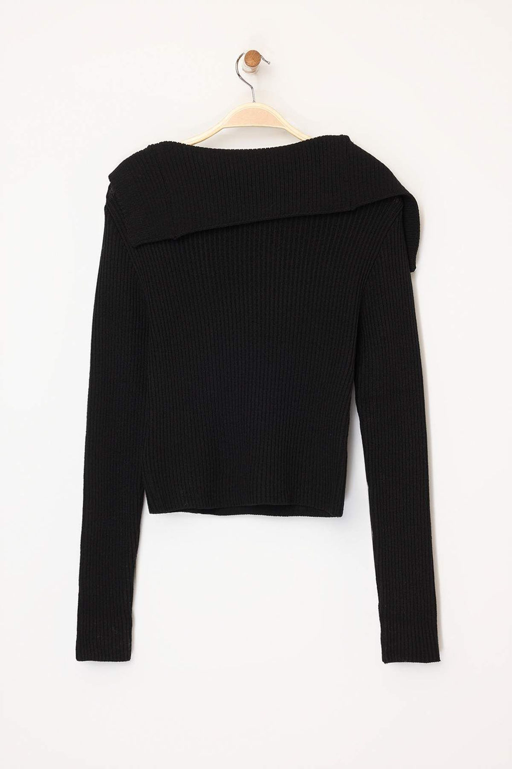 Siyah Merserize Gorunumlu Premium Iplik/Ozel Iplik Fitted/Vucudu Saran Triko H?rka TWOAW25HI00254
