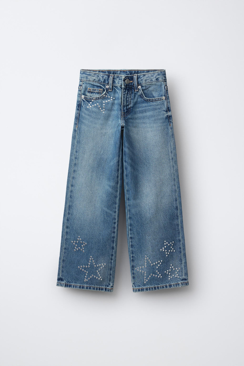 WIDE-LEG JEANS WITH RHINESTONE STARS - Zara фото 7
