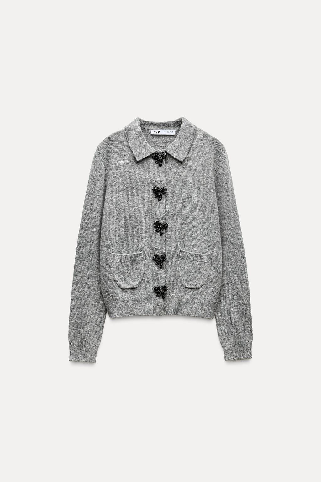 KNIT CARDIGAN WITH BUTTONS AND BOWS - Zara фото 5