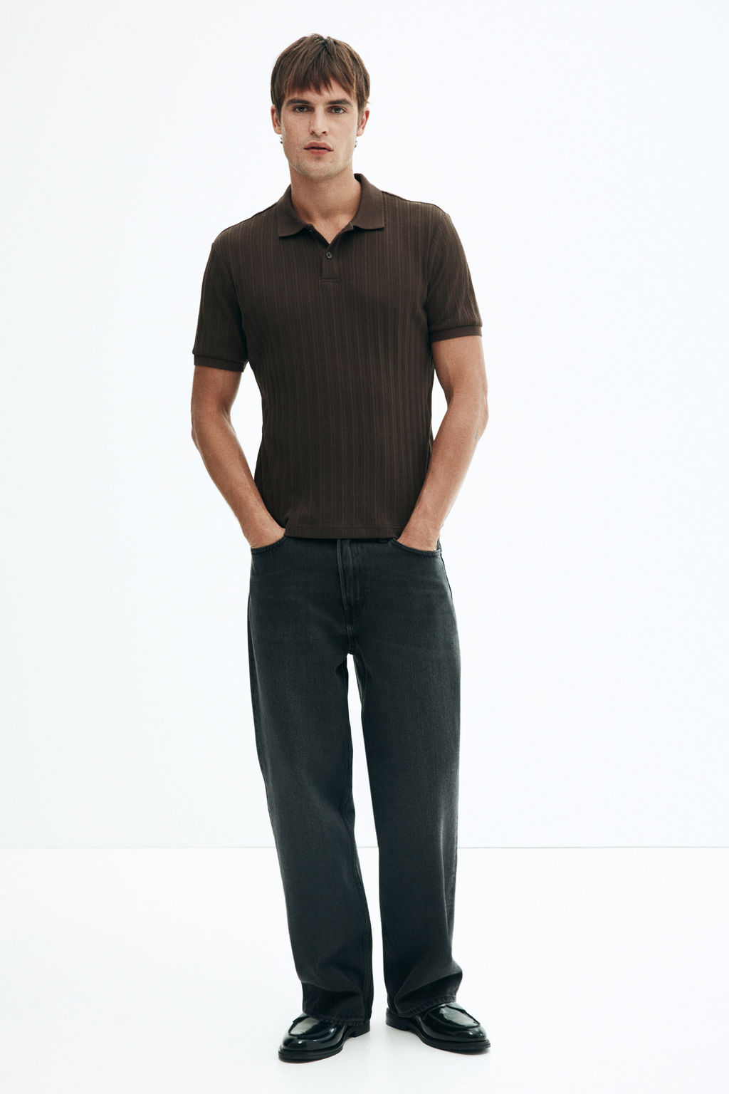 Polo en punto con textura Slim Fit - H&m фото 8