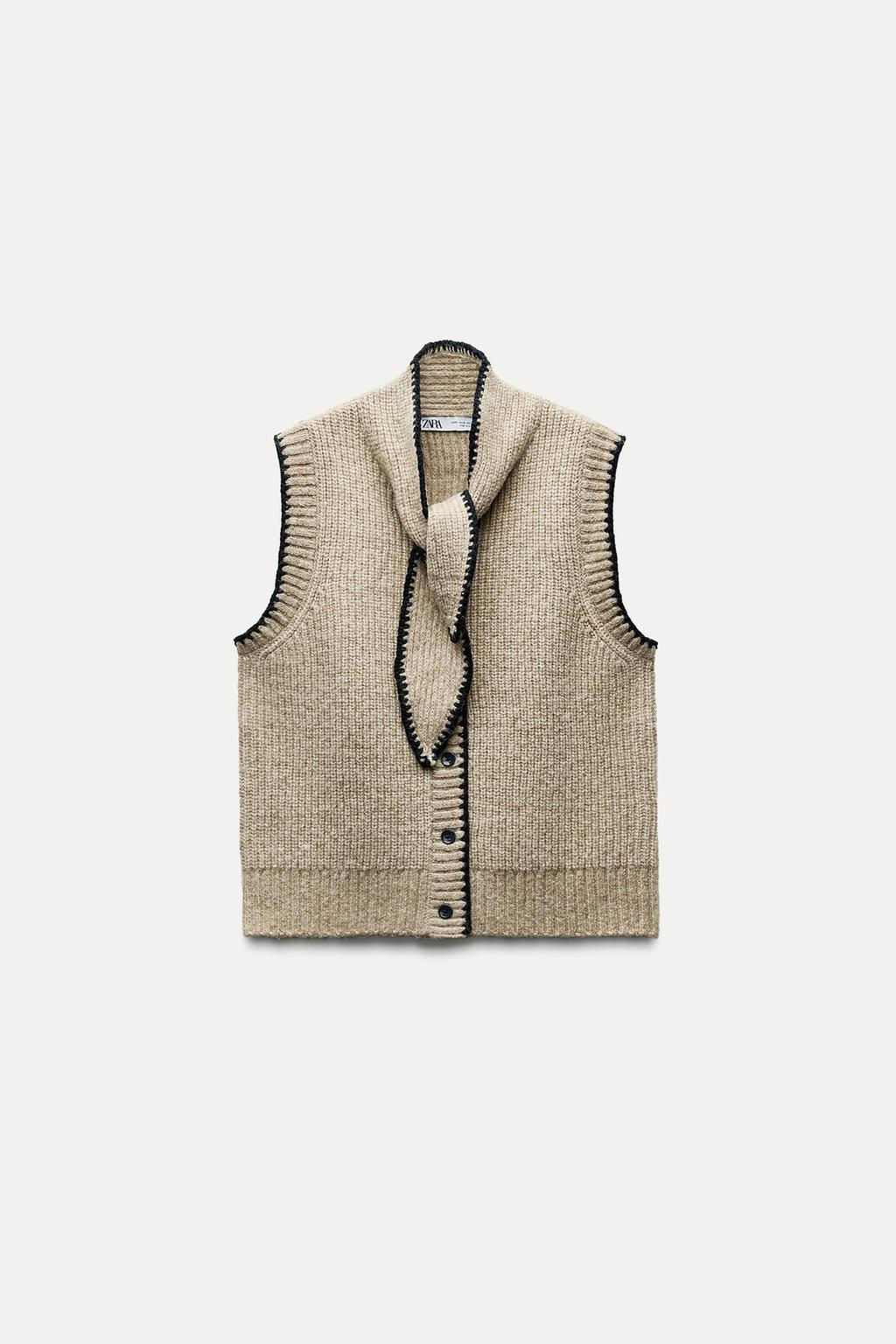 KNIT WAISTCOAT WITH BOW - Zara фото 4