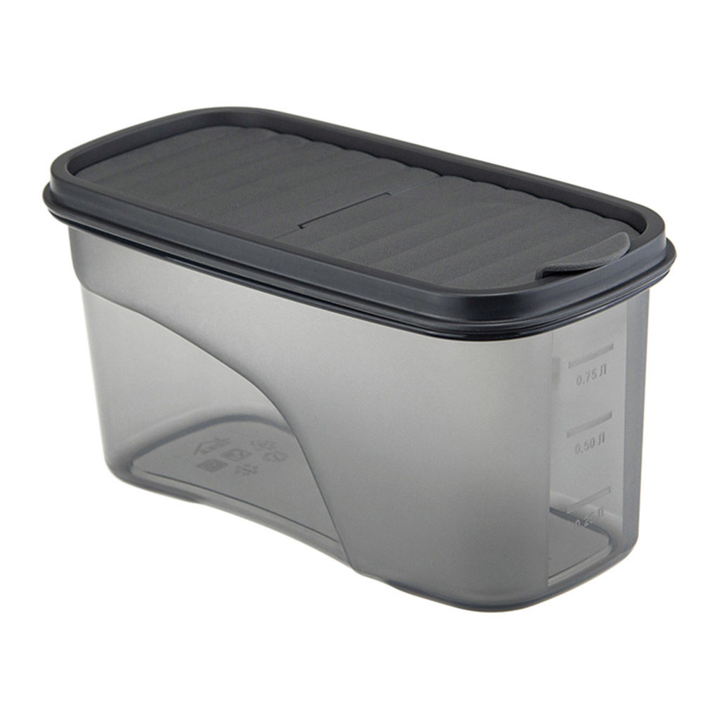 Банка для сыпучих продуктов пластмассовая Бест 1л, 9,5х19х9,5см, графитовый (Россия)