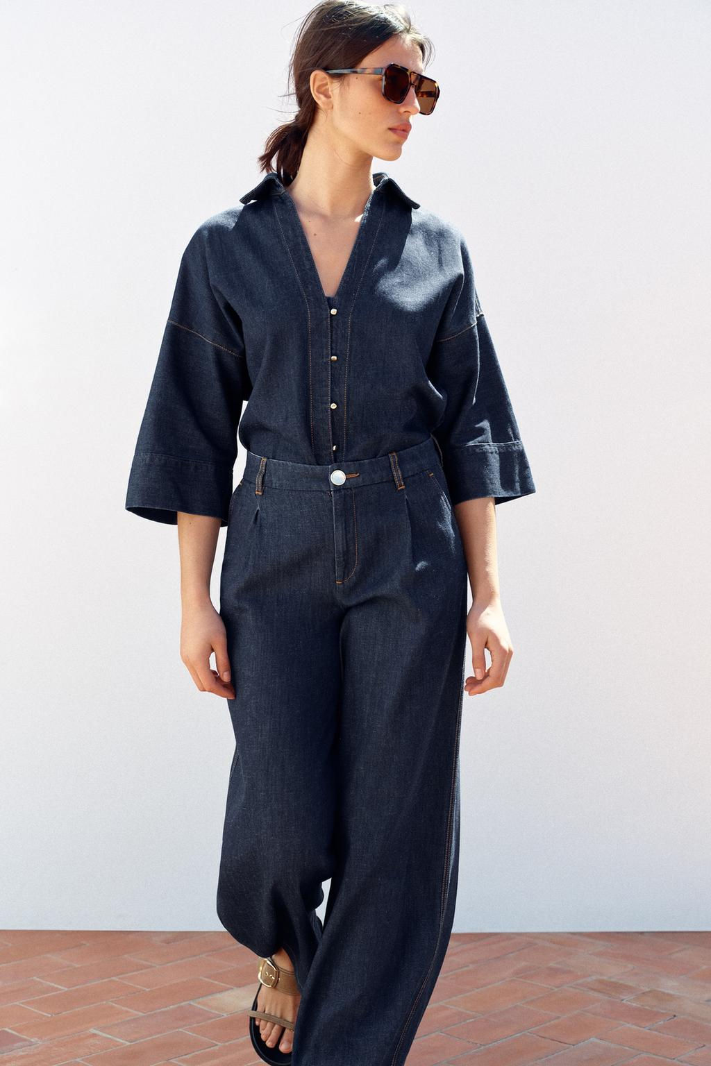 HIGH-WAIST WIDE-LEG TROUSERS WITH DARTS - Zara фото 3