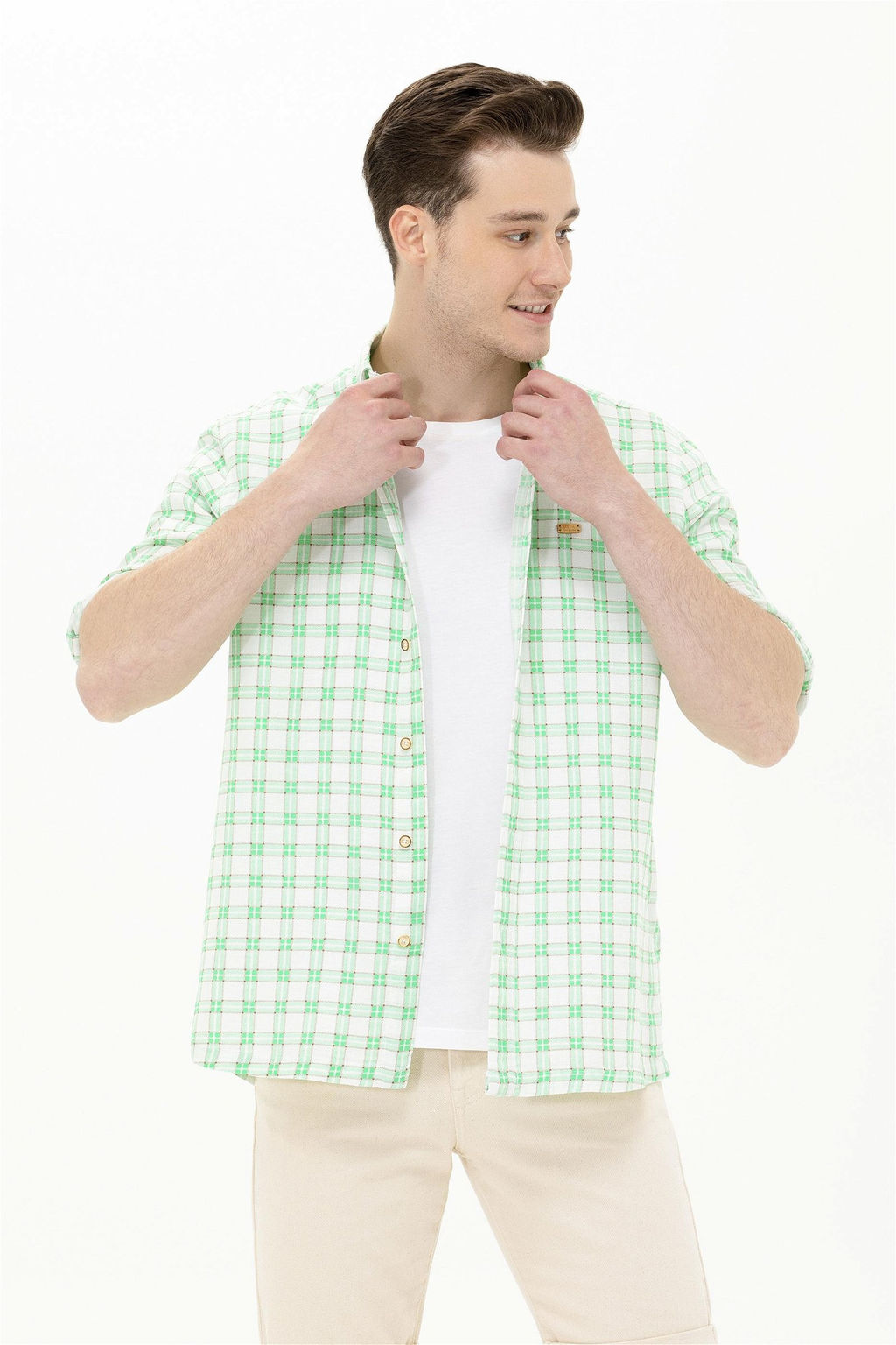 U. S. Polo Assn Мужская зеленая рубашка в клетку - U.s. polo assn фото 8