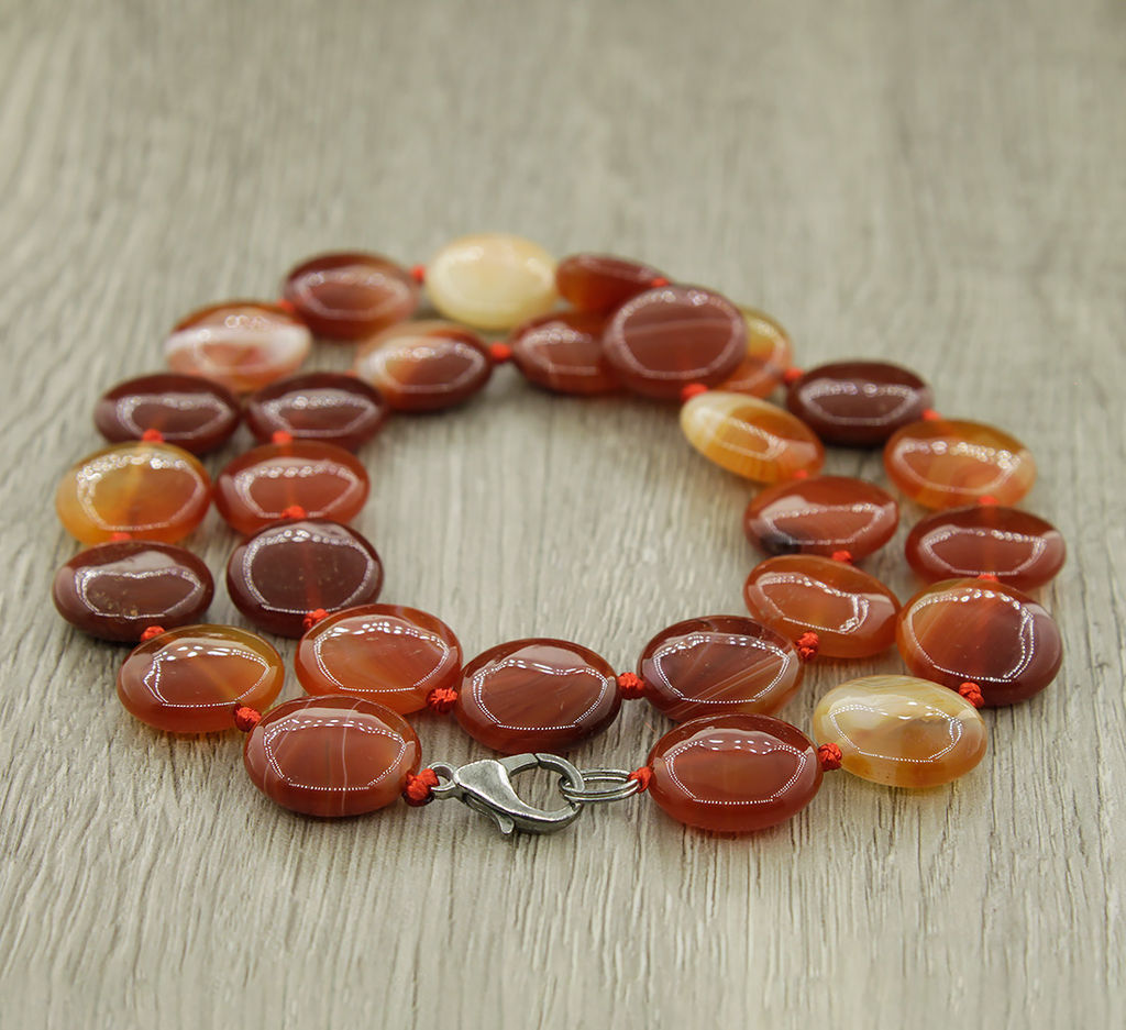 Сердолик (Ботсвана), плоские круглые 16мм, бусы длиной 46см