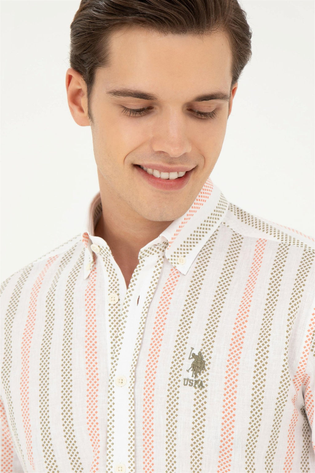 Мужская рубашка цвета хаки с длинным рукавом - U.s. polo assn фото 2