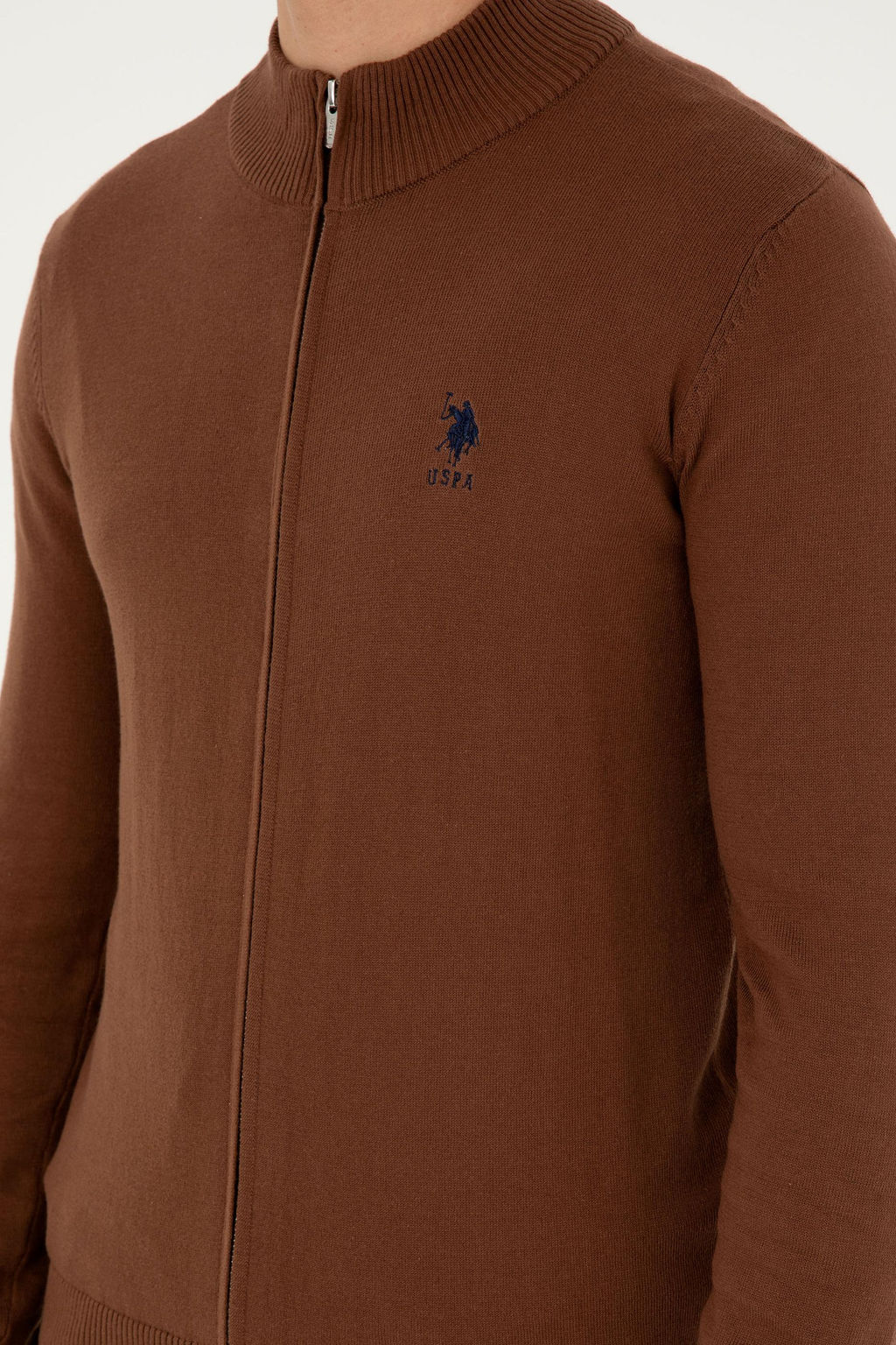 Мужской коричневый базовый трикотажный кардиган - U.s. polo assn фото 7
