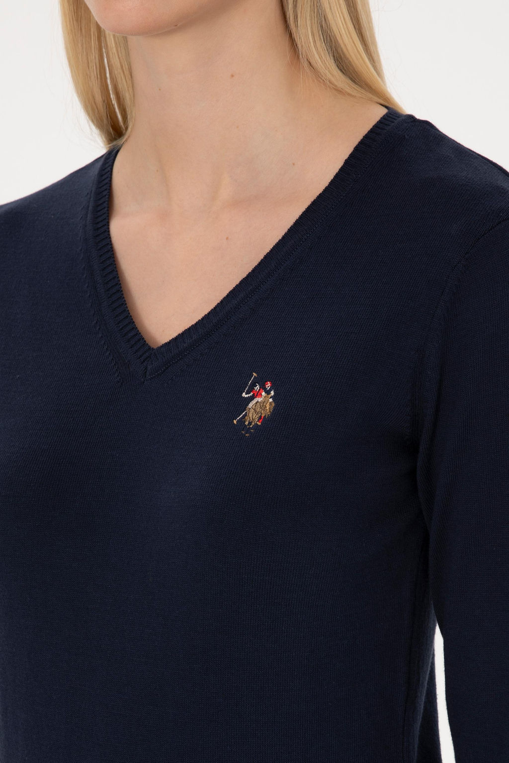 Kad_n Lacivert V Yaka Basic Kazak - U.s. polo assn фото 7