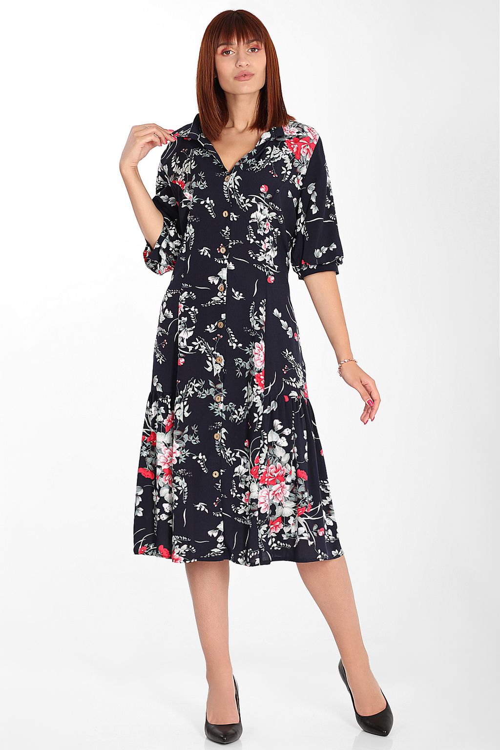 Платье с цветочным принтом женское летнее - Almond фото 2