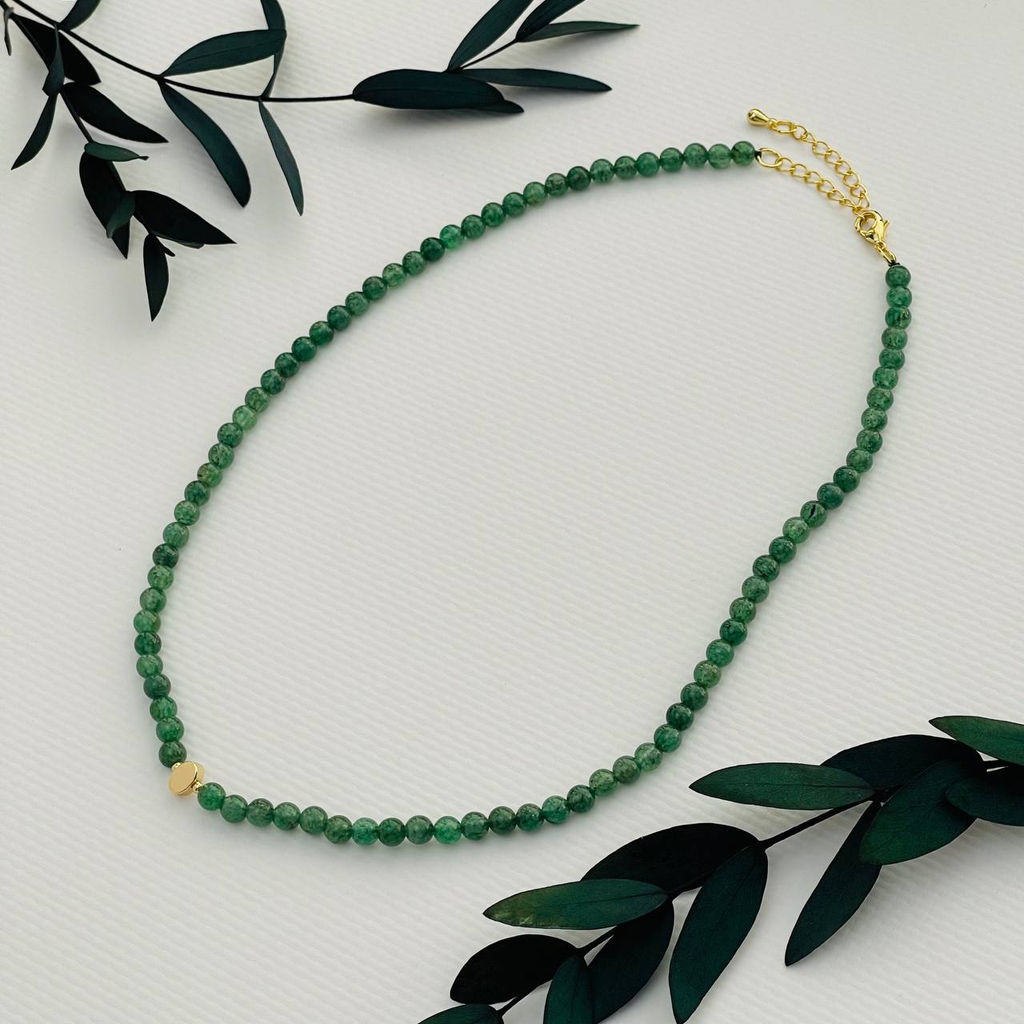 Бусы-Чокер из зеленого Авантюрина со вставкой 42 см +