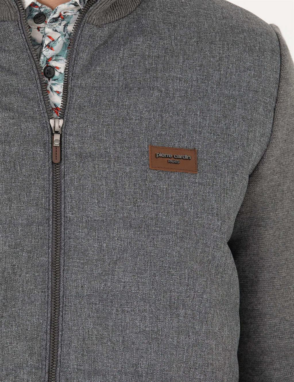 Gri Melanj Slim Fit Fermuarl_ Triko H_rka