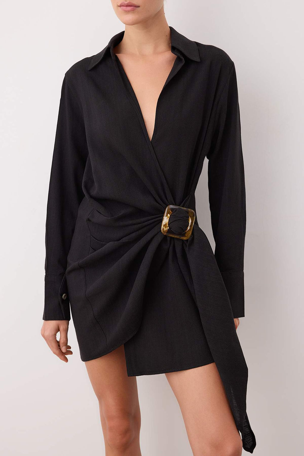 Kahverengi Aksesuar Detayl? Kruvaze K?sa / Mini Dokuma Elbise TWOSS25EL00923 - Trendyolmilla фото 6