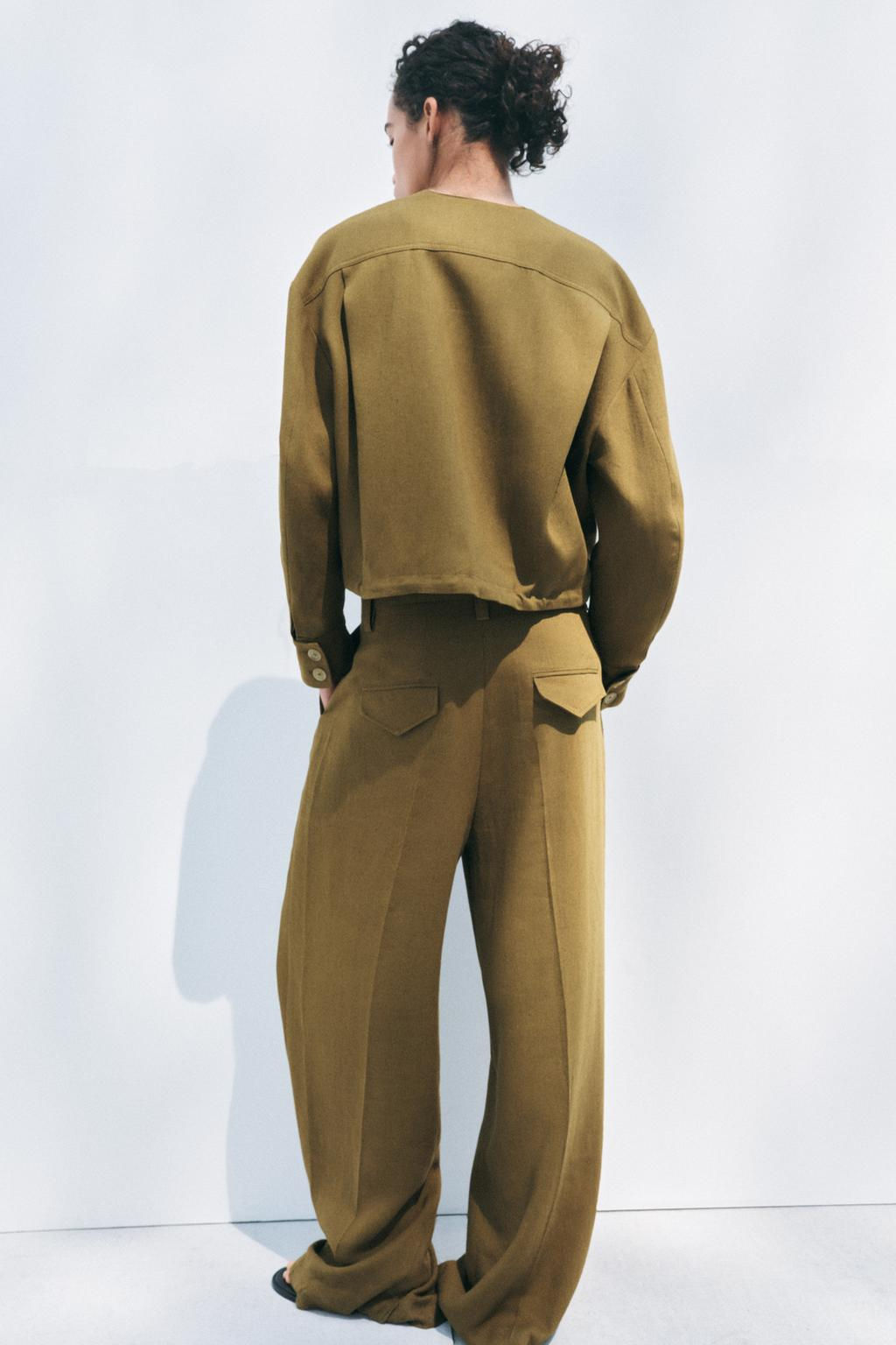 ZW COLLECTION LINEN BLEND BOMBER JACKET - Zara фото 4