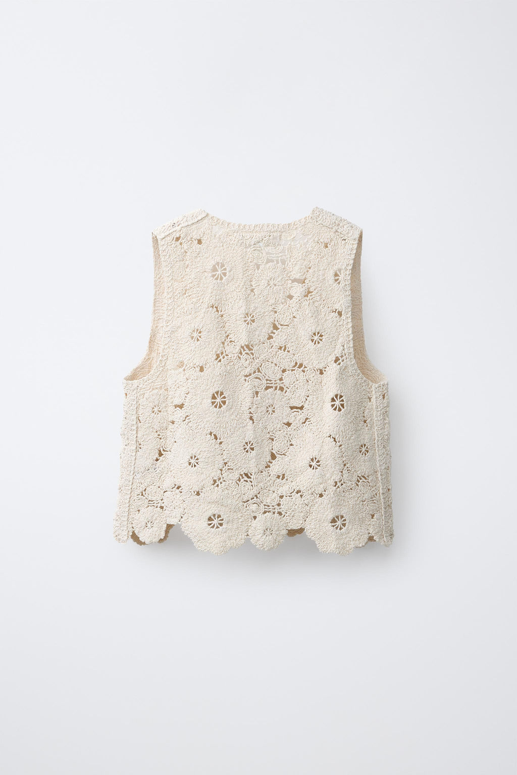 CHALECO FLORES PUNTO CROCHET ABALORIOS / Crudo - Zara фото 3