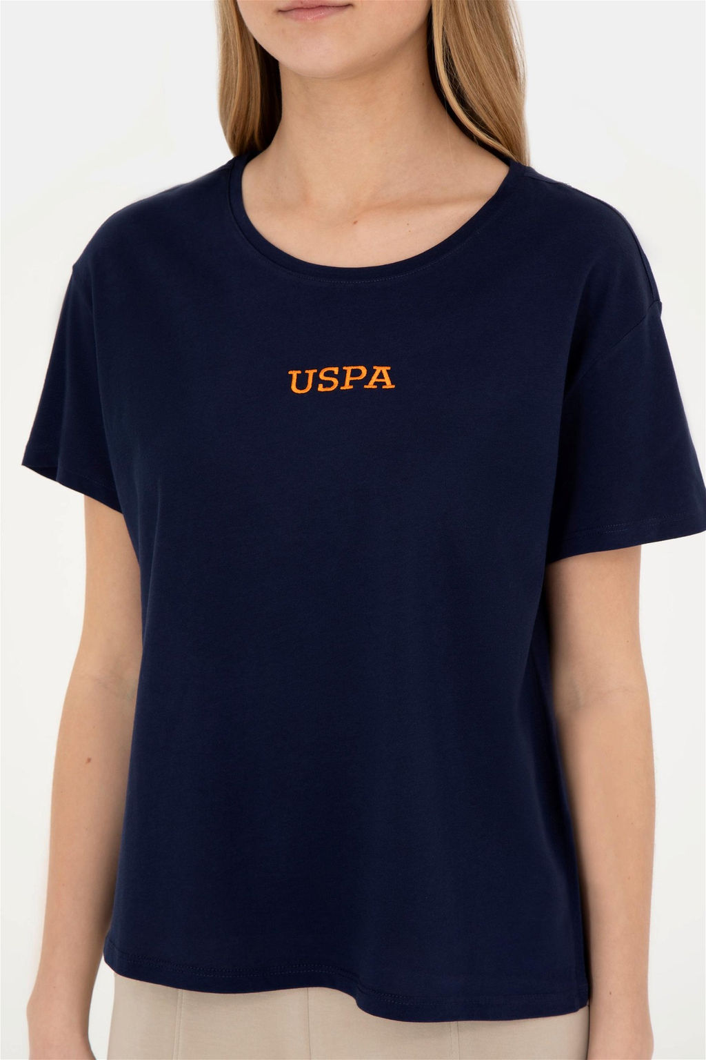 Женская темно-синяя футболка с круглым вырезом - U.s. polo assn фото 6