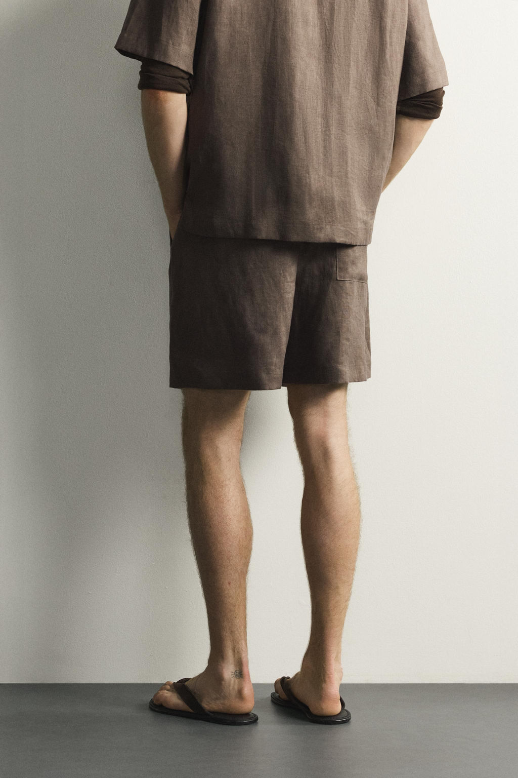 BERMUDA RELAXED FIT 100% LINO / Marr?n / Topo - Zara фото 16